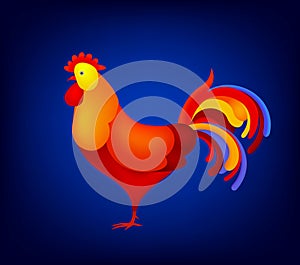 Vector illustration of rooster, symbol 2017 on the Chinese calendar. element for New Year s design. Image Red .