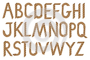 Vector illustration of Rope-looking font.