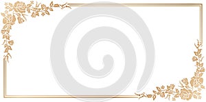 vector illustration of rose flower corner frames with golden colors isolated white backgrounds