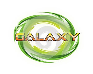 Vector illustration of rotating galaxy space with text