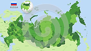 Green Russia Vector Administrative Map photo