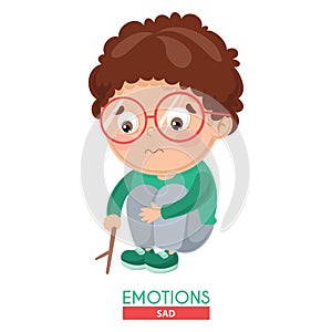 Vector Illustration Of Sad Kid Emotion