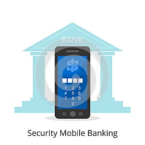 Vector illustration of the safety of using mobile banking