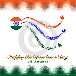 Vector Illustration saffron and green color brush background for Happy Independence Day celebration 15th august. Illustration of photo