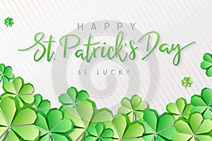 Vector illustration of saint patricks day greetings banner template with hand lettering label - happy st. patrick`s day-