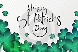 Vector illustration of saint patricks day greetings banner template with hand lettering label - happy st. patrick`s day-