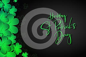 Vector illustration of saint patricks day greetings banner template with hand lettering label - happy st. patrick`s day-