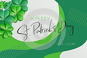 Vector illustration of saint patricks day greetings banner template with hand lettering label - happy st. patrick`s day-