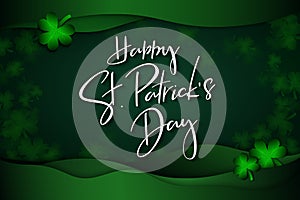 Vector illustration of saint patricks day greetings banner template with hand lettering label - happy st. patrick`s day-