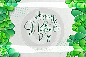 Vector illustration of saint patricks day greetings banner template with hand lettering label - happy st. patrick`s day-