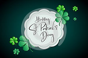 Vector illustration of saint patricks day greetings banner template with hand lettering label - happy st. patrick`s day-