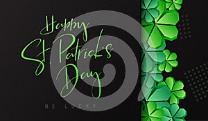 Vector illustration of saint patricks day greetings banner template with hand lettering label - happy st. patrick`s day-