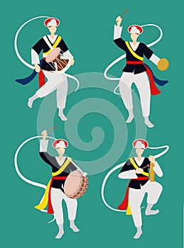 Vector illustration of Samulnori, Korean traditional percussion