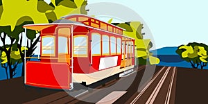 Vector illustration of San Francisco cable car