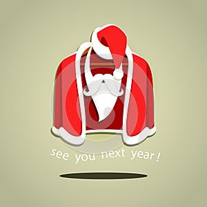 Vector illustration of Santa Claus clothes on hanger
