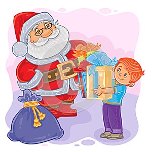 Vector illustration of Santa Claus and little boy