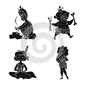 Vector illustration of sapiens and development sign. Set of sapiens and age stock vector illustration.