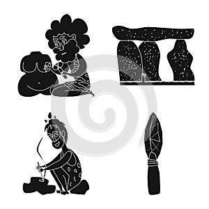 Vector illustration of sapiens and development symbol. Collection of sapiens and age stock symbol for web.