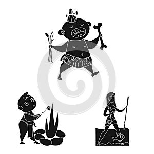 Vector illustration of sapiens and development symbol. Set of sapiens and age stock symbol for web.