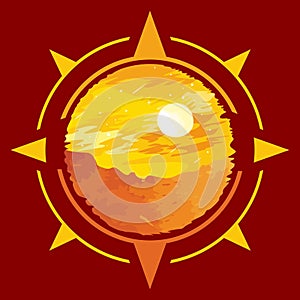 Vector illustration of scenery in the desert symbol