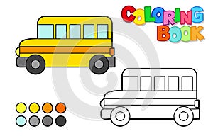 Vector illustration of a school bus. Coloring book for children. Simple level