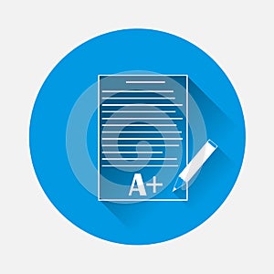 Vector illustration school form grades on blue background. Flat photo