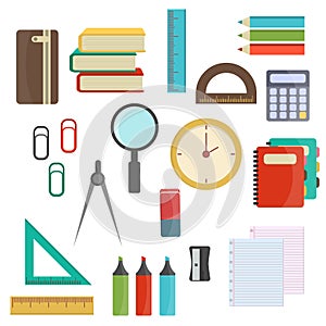 Vector illustration school supplies.