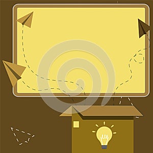 Vector illustration with school whiteboard. Papers contain brand new important information and agenda. Bright colored