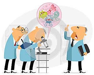 Scientists studying microbes