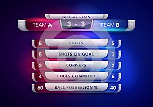 Vector Illustration Scoreboard Broadcast Graphic And Lower Thirds Stats Template For Sport