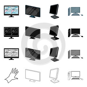 Vector illustration of screen and computer logo. Collection of screen and mockup stock symbol for web.