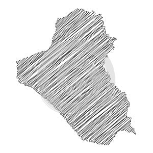Vector illustration of scribble drawing map of Iraq