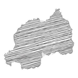 Vector illustration of scribble drawing map of Rwanda