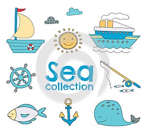 Vector illustration of sea elements