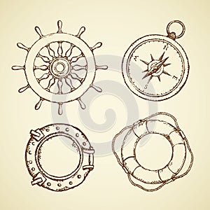 Vector illustration of sea ship supplies