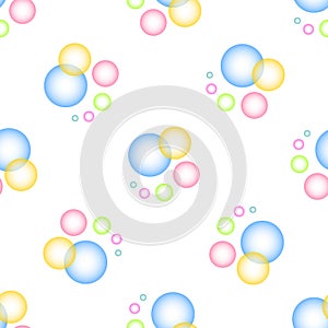 Vector illustration of a seamless background of colorful transparent bubbles in the water