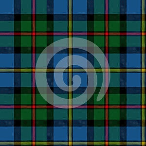 Vector illustration of seamless blue and green tartan background