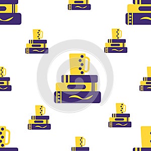 Seamless pattern. Books and a cup of tea