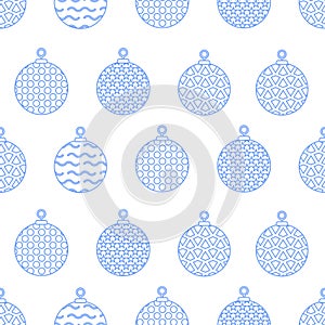 Vector illustration. Seamless pattern of Christmas balls on a white background.