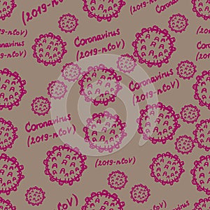 Vector illustration. Seamless pattern in the form of Coronavirus 2019-nCoV.