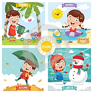 Vector Illustration Of Seasons