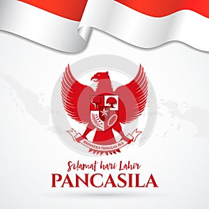 Vector illustration. selamat hari Lahir Pancasila. Translation: Happy Pancasila day