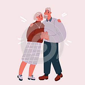 Vector illustration of a senior couple. Nice old people together.