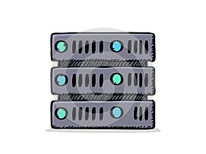 Vector illustration of a server icon. Sketch style illustration