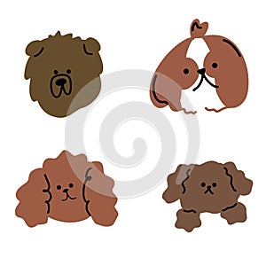 Vector Illustration Set with 4 Dog Breeds - Cartoon Style