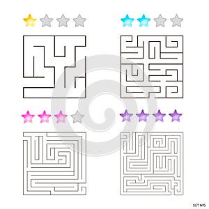 Vector illustration of set of 4 square mazes for kids