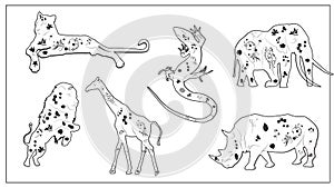 Vector illustration of a set of African animals. EPS 10.