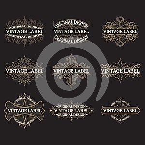 Set of antique labels, vintage logos.