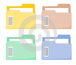 Vector illustration set of an archive folder for storing office documents