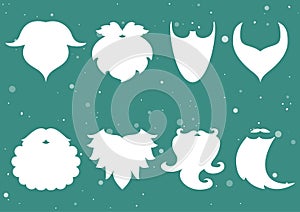 Vector illustration. Set of the beards of Santa Claus. Beard